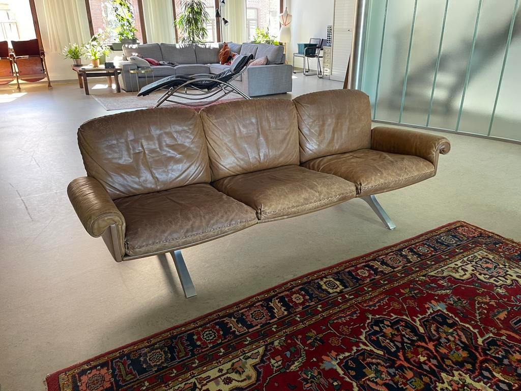 De Sede D31 Cognac vol topnerf leer, Huis en Inrichting, Ophalen, Driepersoons, Leer, Rechte bank