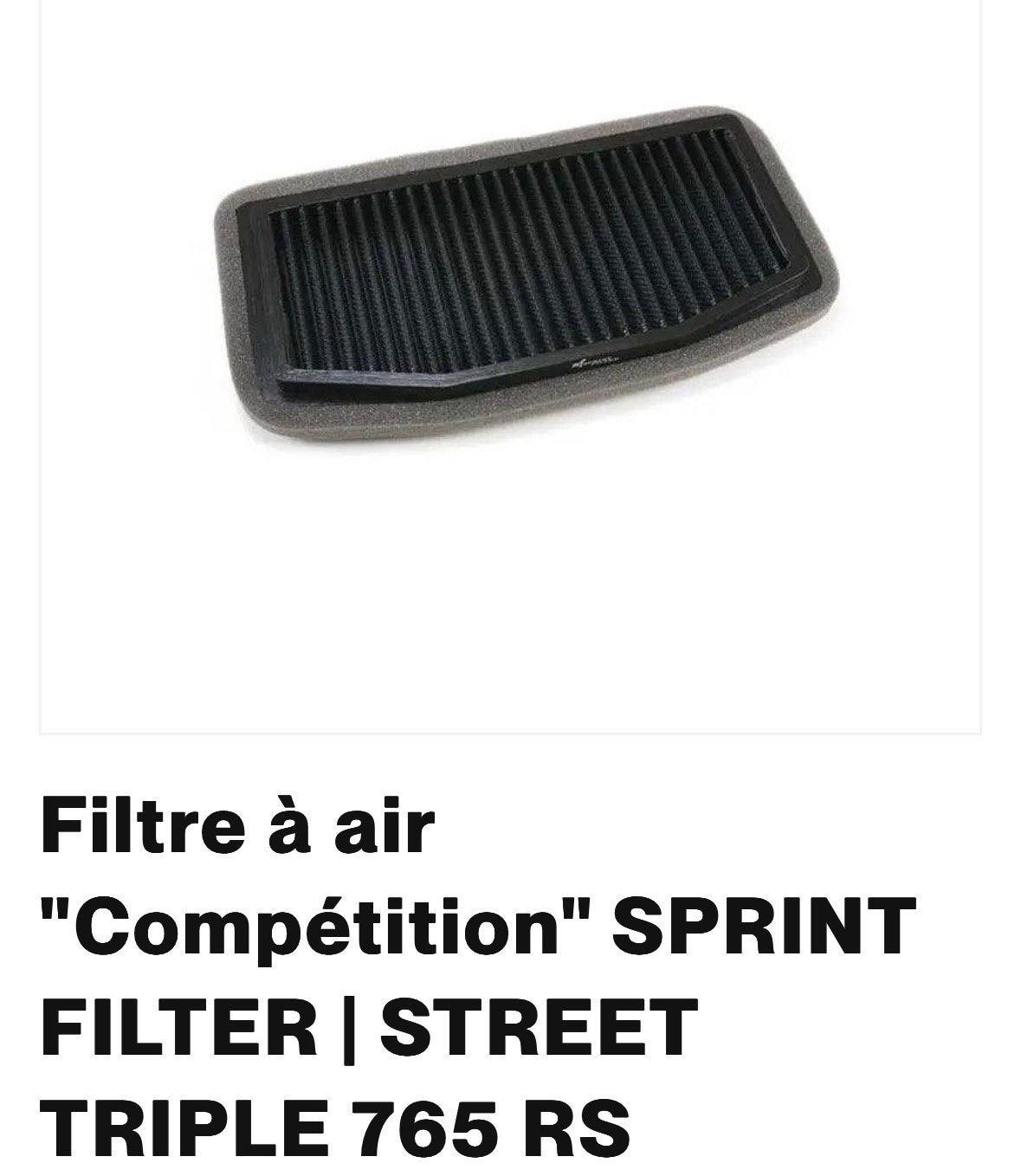 Venturri et filtre Sprinter street triple 765, Particulier