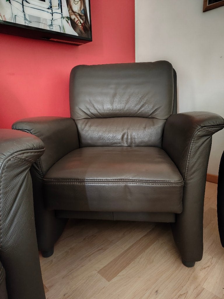 Mooie lederen zetel (1 zit), Maison & Meubles, Canapés | Salons, Utilisé, Banc droit, Une personne, Moins de 150 cm, 75 à 100 cm