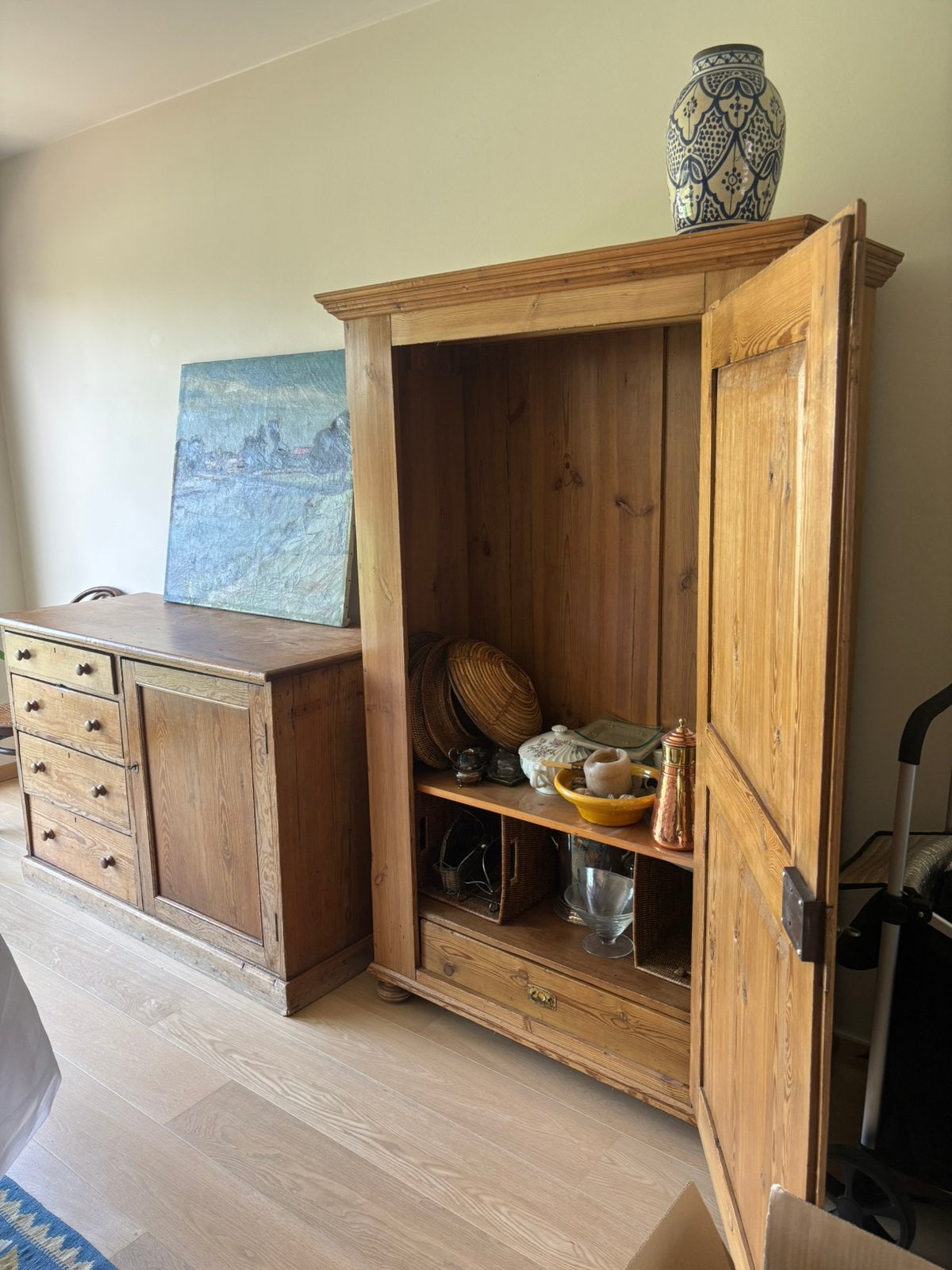 Tof masief grenen mantelkast, Enlèvement, Utilisé, Landelijk provençaals