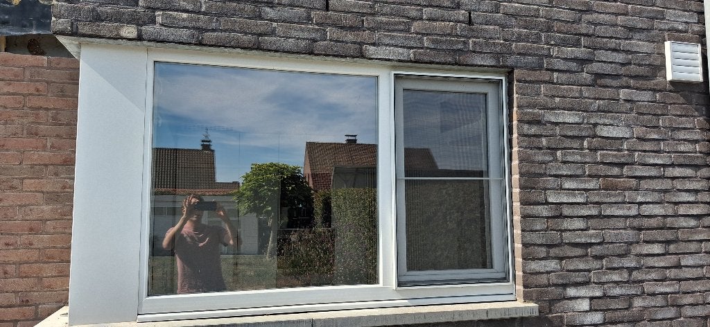 PVC raam 170 x 110 cm – grijs – dubbel glas – draai/kiep, Doe-het-zelf en Bouw, Ophalen, Overige materialen, Gebruikt, Raamkozijn