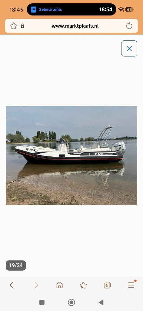 Zar 53 met Honda 135pk met Pega trailer, Watersport en Boten, Gebruikt, 120 tot 200 pk, Benzine, Overige materialen