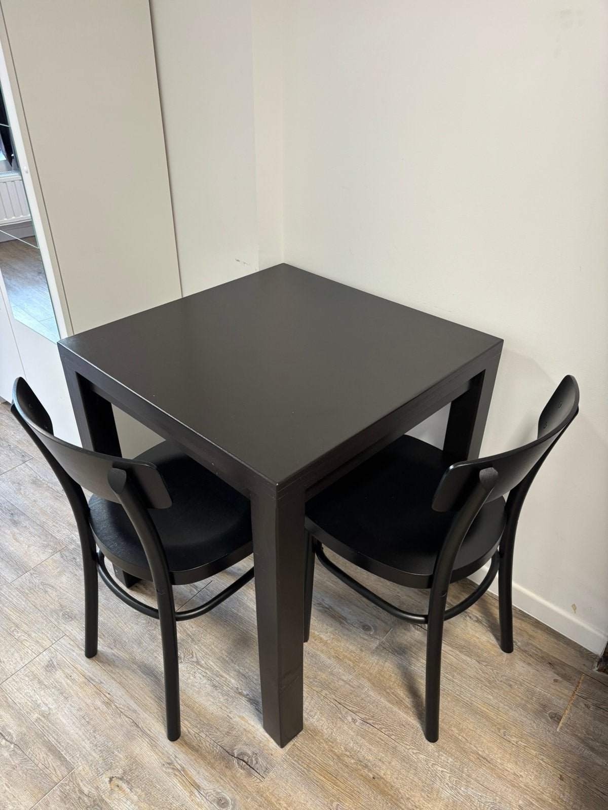 Tafel 70x70cm + 2 stoelen, Ophalen, Gebruikt, 50 tot 100 cm, Vierkant