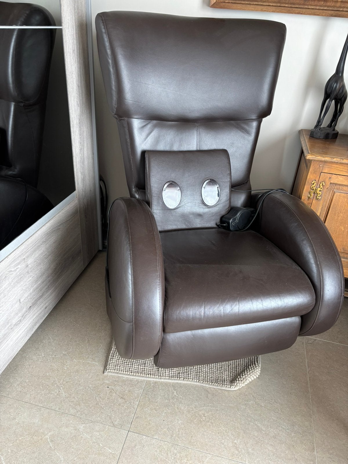 Elektrische lederen relaxzetel, Maison & Meubles, Fauteuils, Enlèvement, Comme neuf