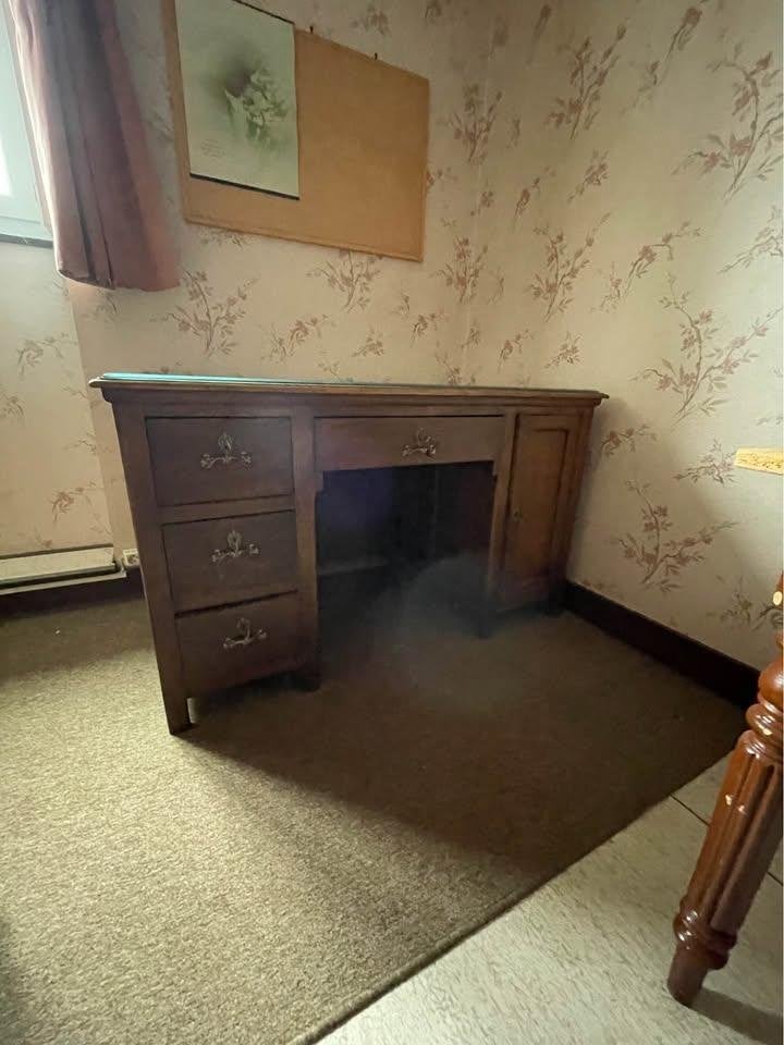 Bureau en chêne, Enlèvement, Utilisé, Verre