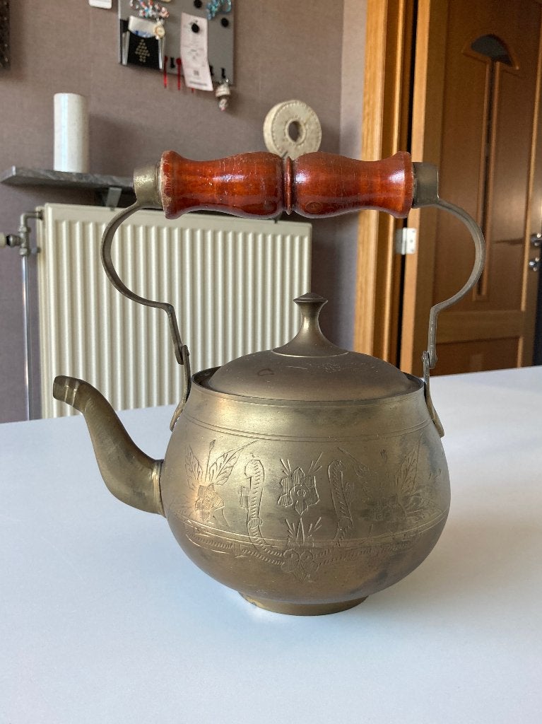 Vintage messing waterketel / theepot, Ophalen of Verzenden, Brons