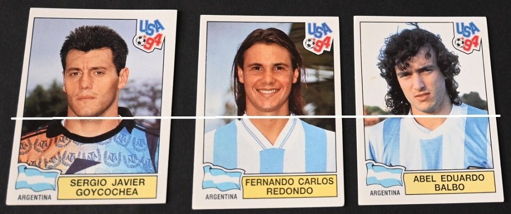 Panini WK 94 Argentinië 3 Spelers / Zwarte Achterkant, Verzamelen, Verzenden, Zo goed als nieuw, Poster, Plaatje of Sticker