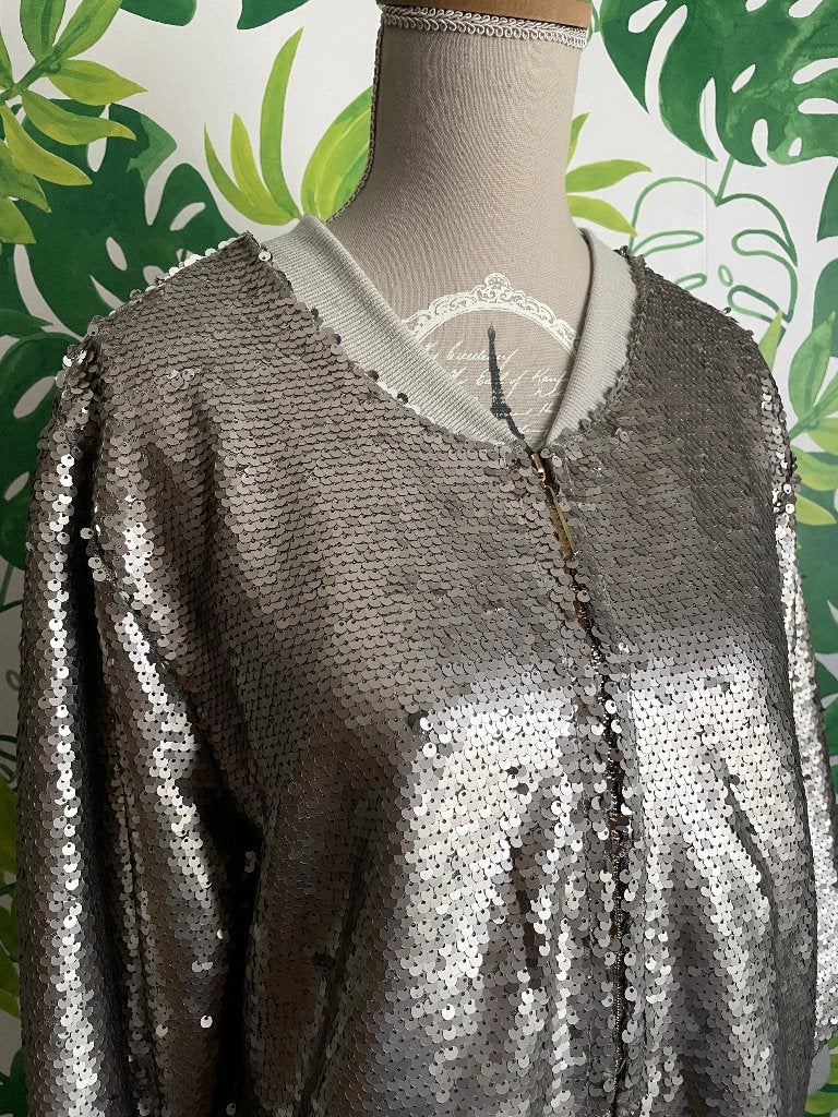 gilet jasje in pailletjes - 38 - glitter - thema DISCO, Kleding | Dames, Verzenden, Zo goed als nieuw, Maat 38/40 (M), Overige kleuren