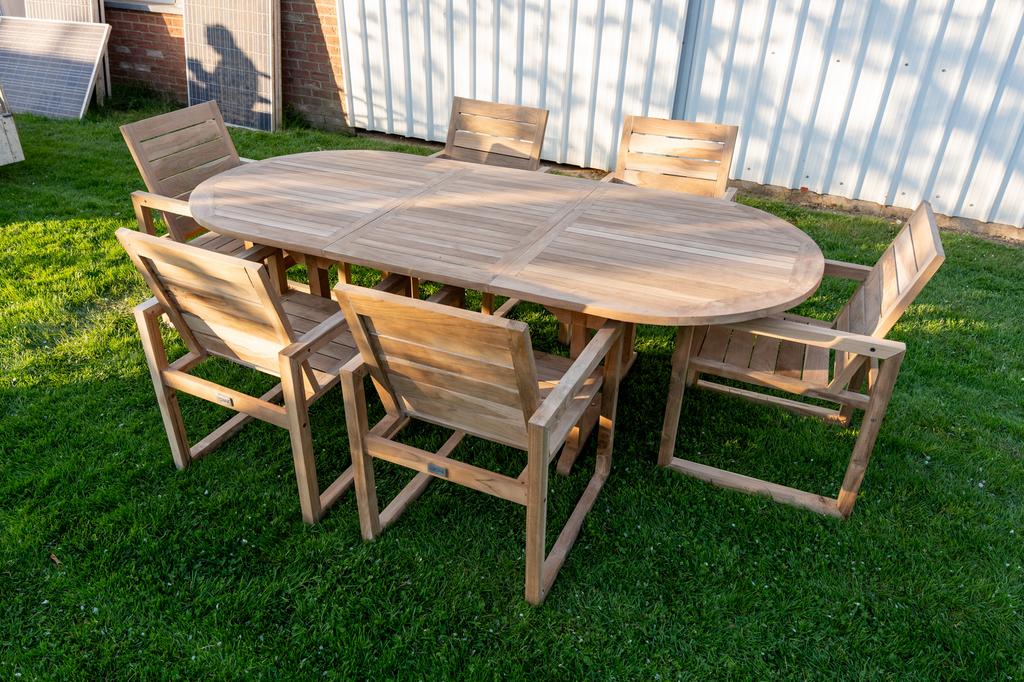 Table de jardin en teck Exterioo, Tuin en Terras, Ophalen, Zo goed als nieuw