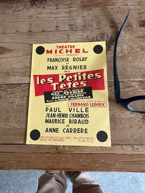 folder blaadje Théatre Michel Paris, Livres, Catalogues & Dépliants, Enlèvement ou Envoi, Neuf, Dépliant