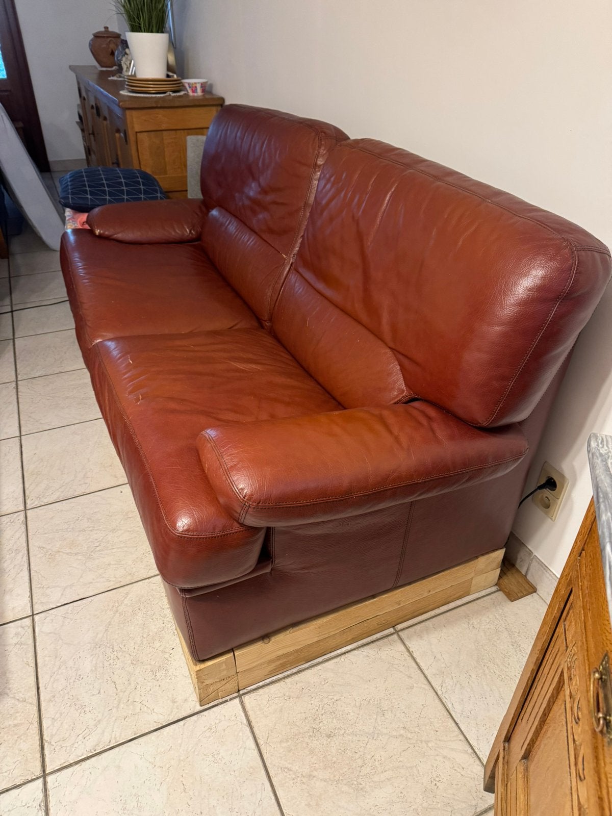 Divan en cuir, très confortable, Enlèvement, Comme neuf, Cuir