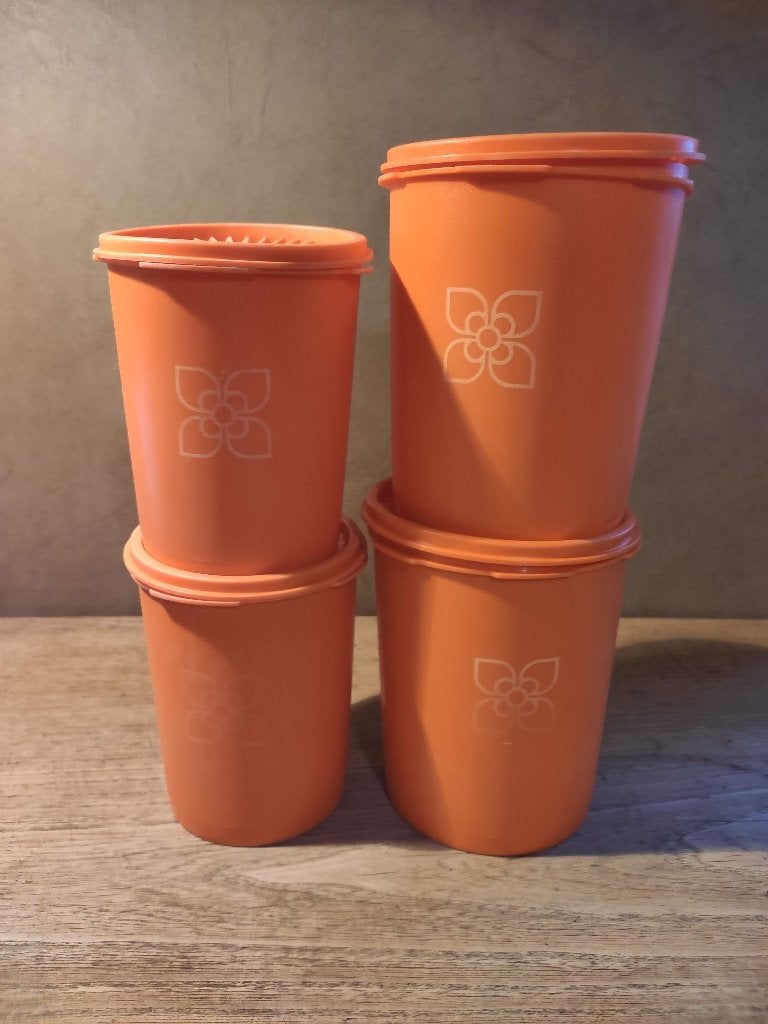Tupperware oranje voorraaddozen, vintage,, Ophalen, Gebruikt, Oranje, Bus of Trommel