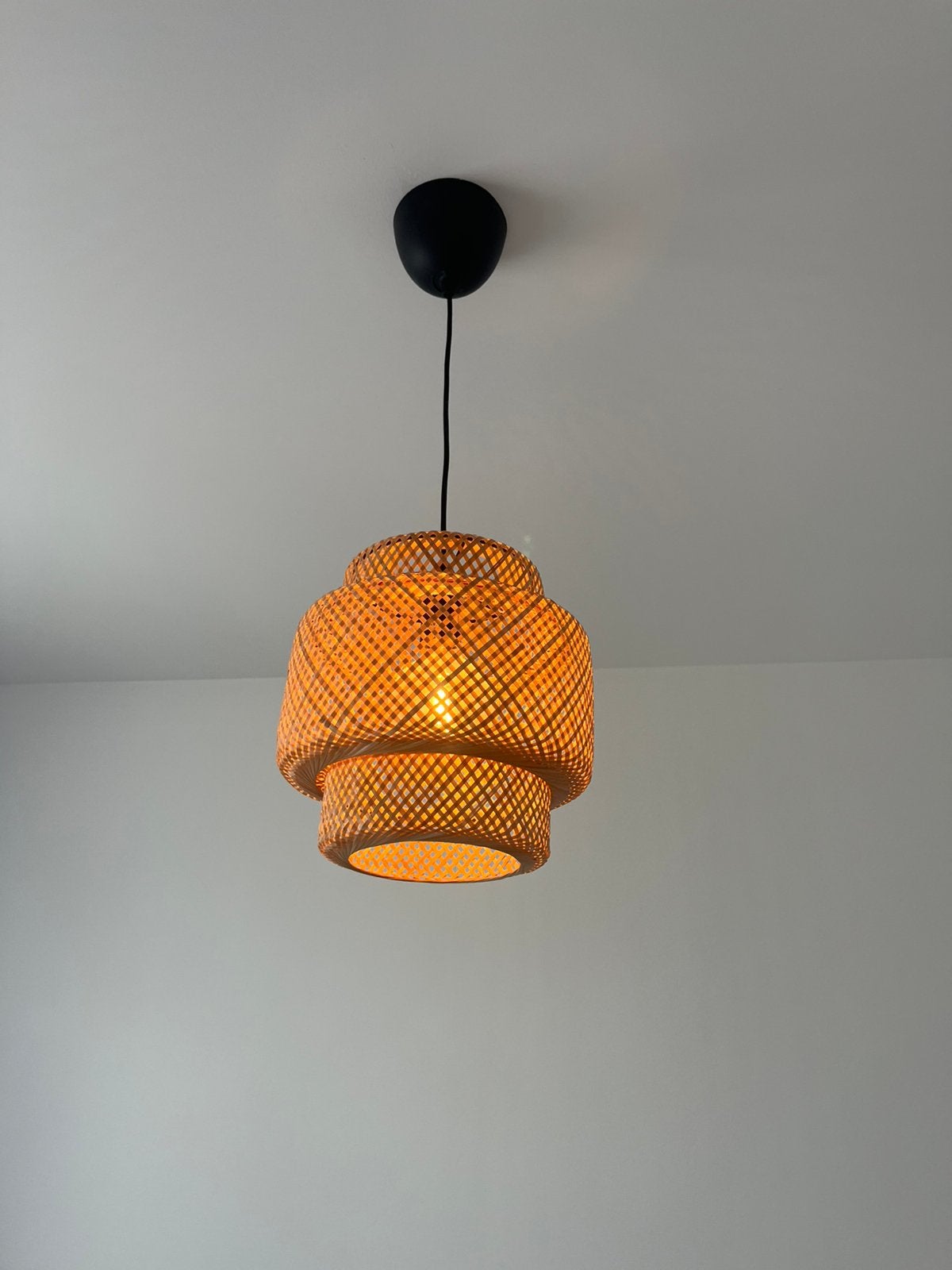 Lustre bambou 27 cm, Maison & Meubles, Enlèvement, Comme neuf