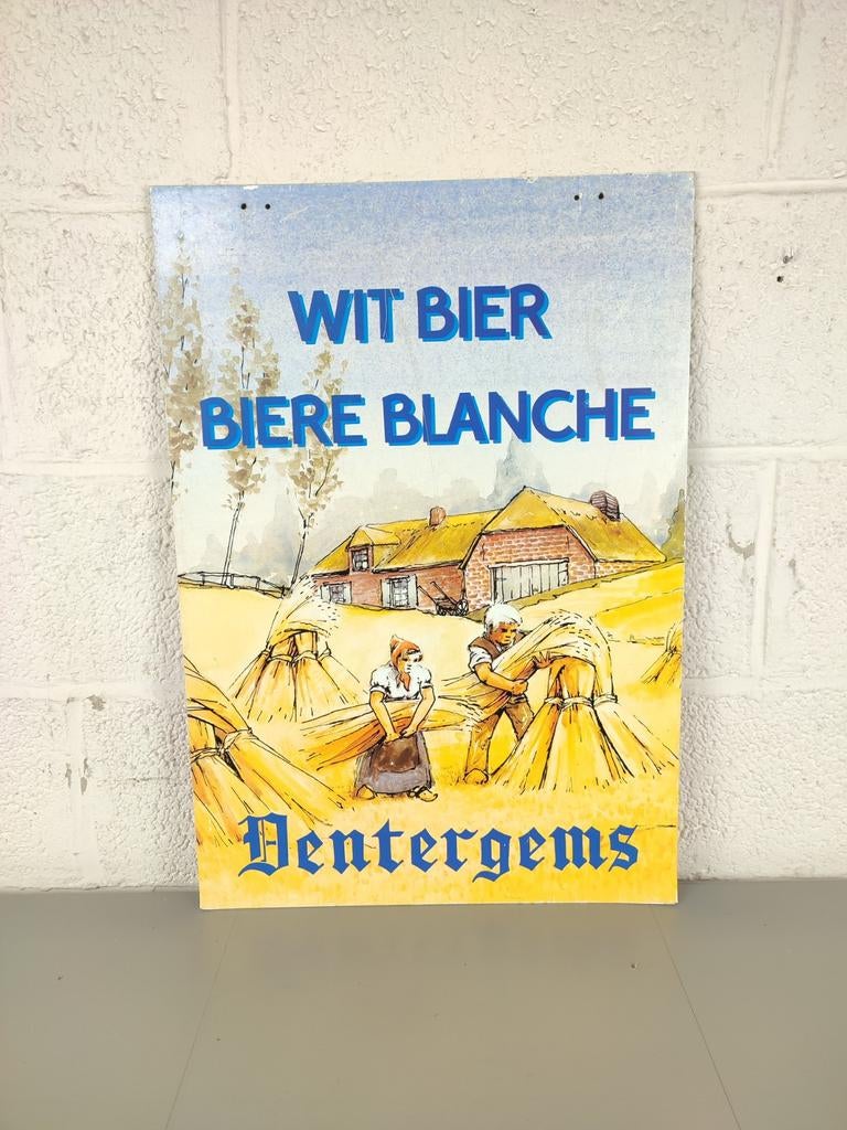 Dubbelzijdige reclame Dentergems witbier / Lucifer, Verzamelen, Ophalen of Verzenden, ., ., .