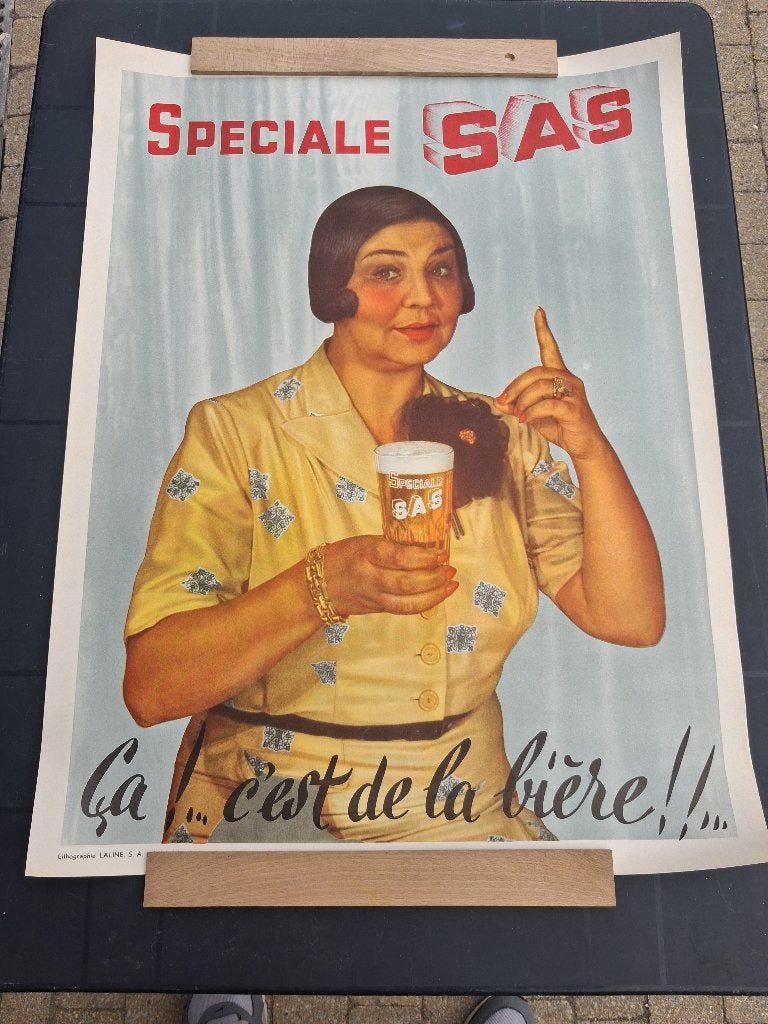 BIERE SPECIALE SAS... grande affiche., Enlèvement ou Envoi, Comme neuf, Panneau publicitaire