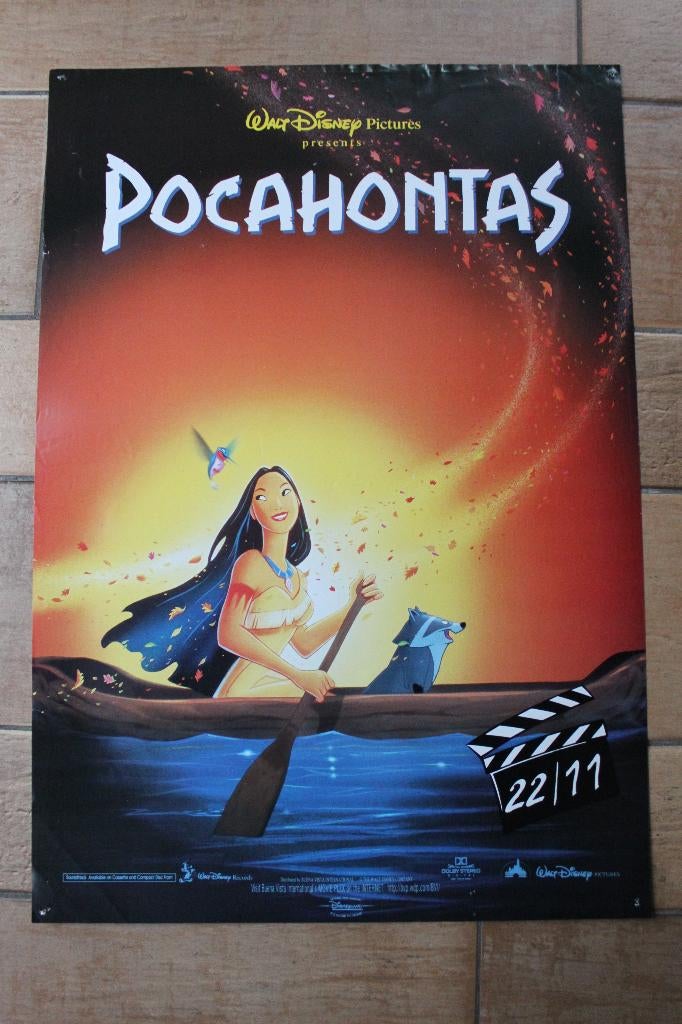 filmaffiche Walt Disney Pocahontas 1995 filmposter, Rechthoekig Staand, Ophalen of Verzenden, Zo goed als nieuw, A1 t/m A3