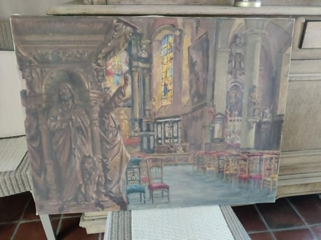 Peinture intérieure de l'église Luc Van de Velde, Antiquités & Art, Enlèvement ou Envoi