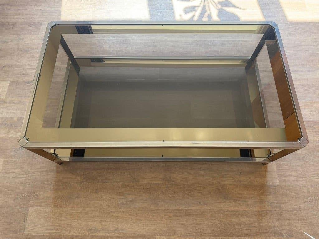 Table basse Hollywood Regency — verre et doré/laiton, Maison & Meubles, Tables | Tables de salon, Comme neuf, Moins de 50 cm, 50 à 100 cm