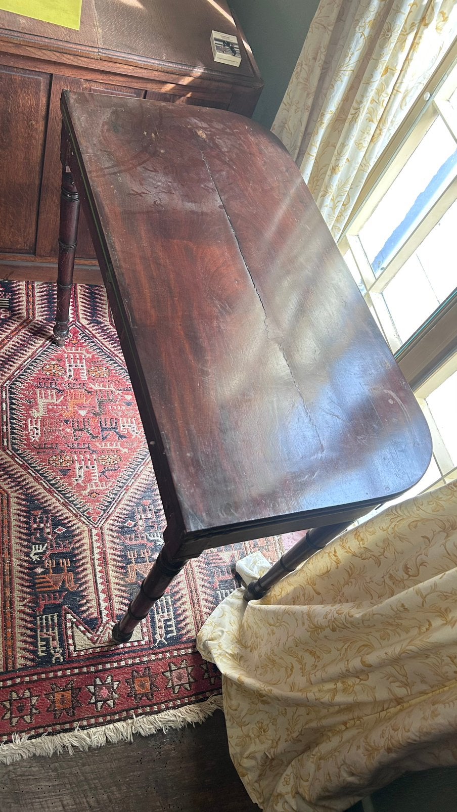 Ancienne table de jeu en bois avec feutre vert - pliable, Antiquités & Art, Enlèvement