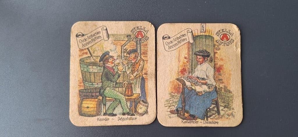 2x Bierviltjes Stella Artois – Oude Ambachten ('60/'70), Ophalen of Verzenden, Gebruikt, Viltje(s), Stella Artois
