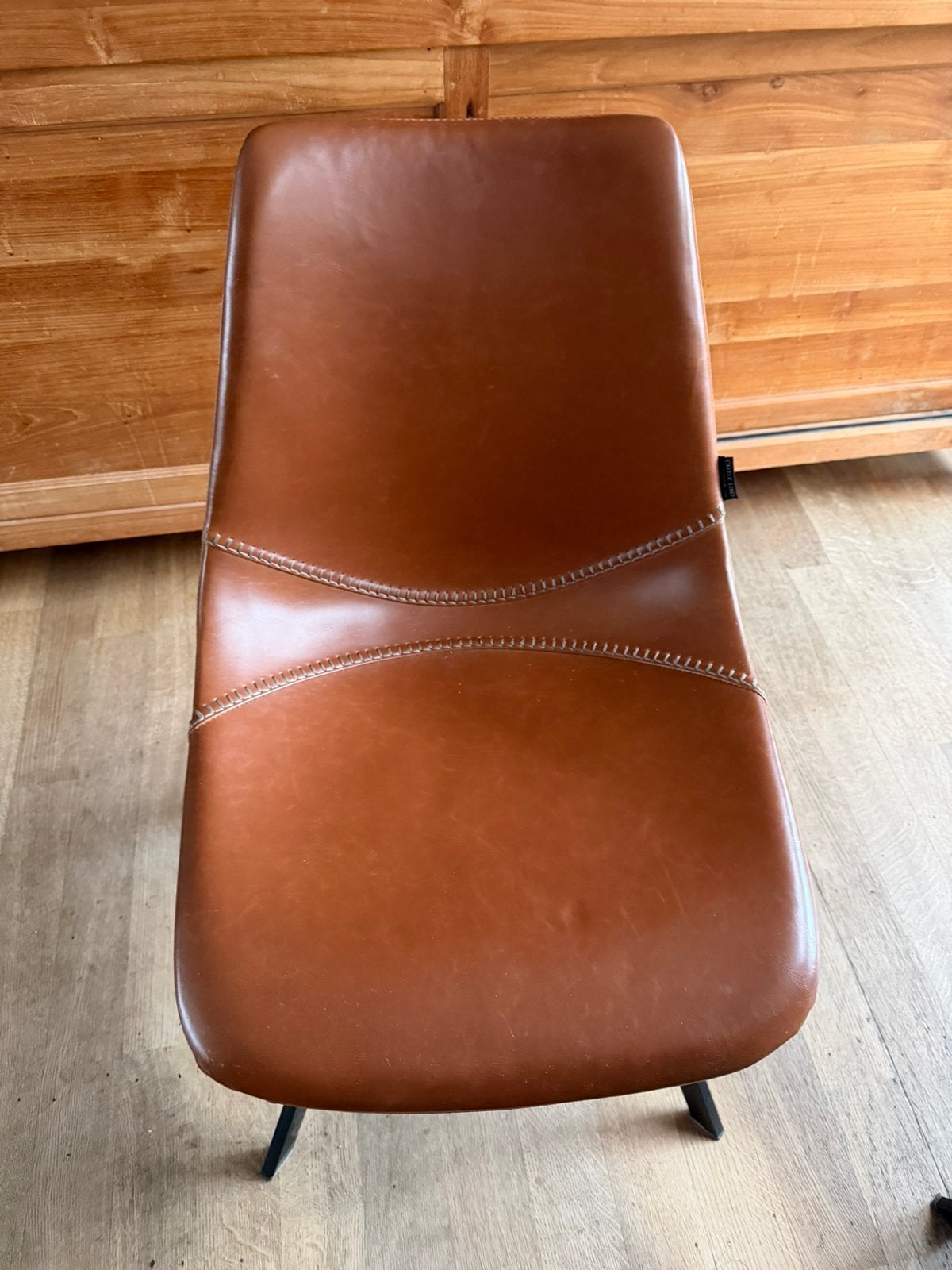 8 leren cognac kleurige stoelen te koop, Ophalen, Zo goed als nieuw