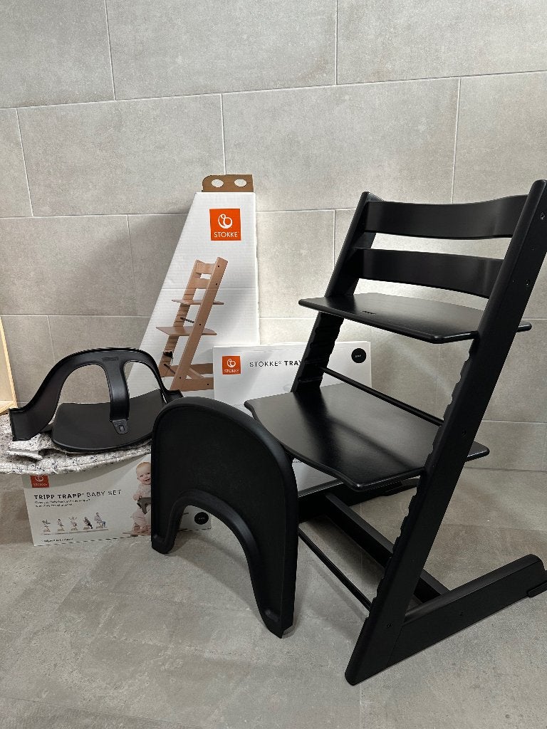 Stokke Tripp Trapp Black – complete set, Ophalen, Zo goed als nieuw, Meegroeistoel, Aanschuifbaar