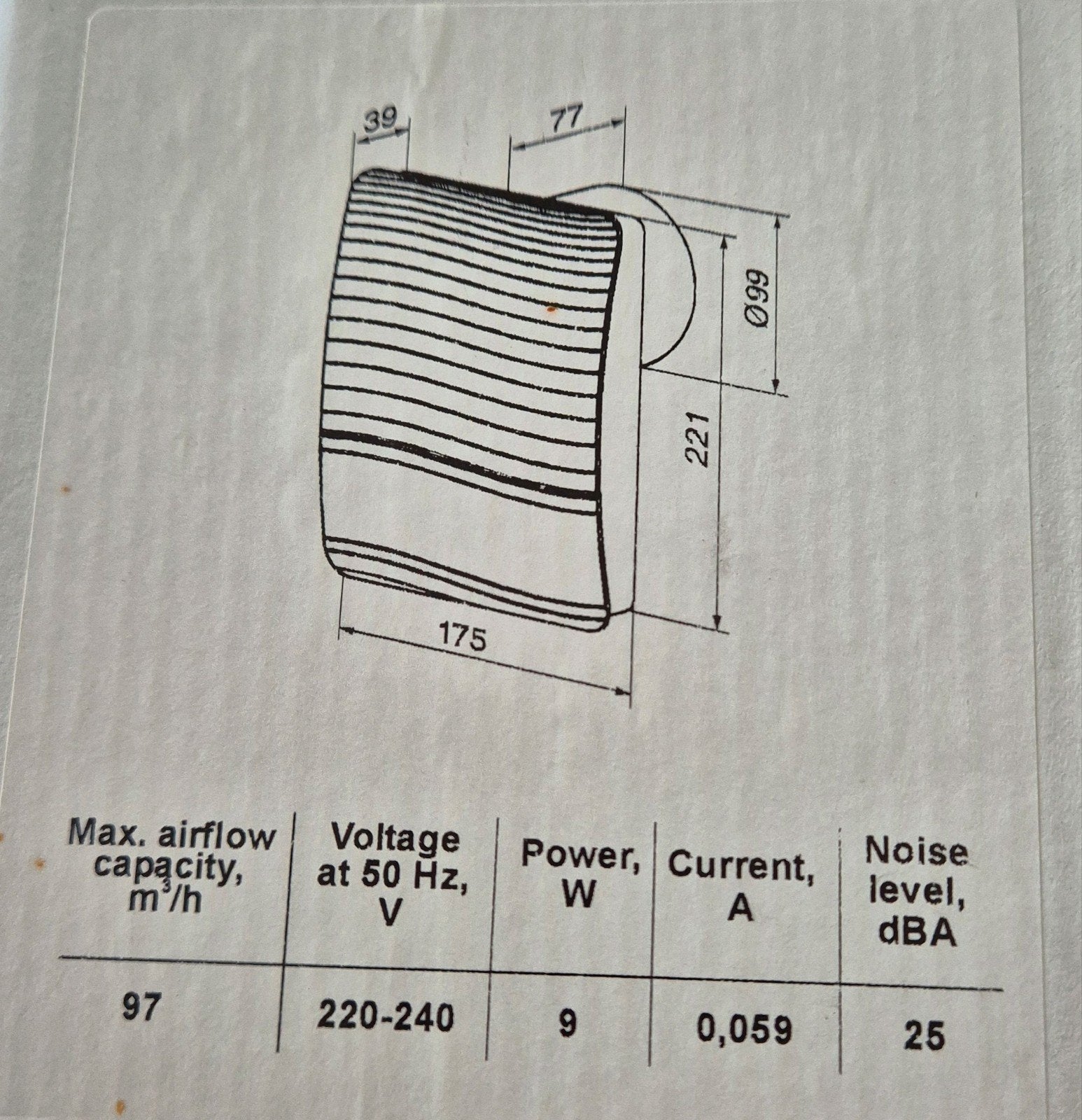 Ventilateur mural et de plafond SIKU 240 V 97 m³/h 100 (NOUV, Bricolage & Construction, Enlèvement ou Envoi, Neuf