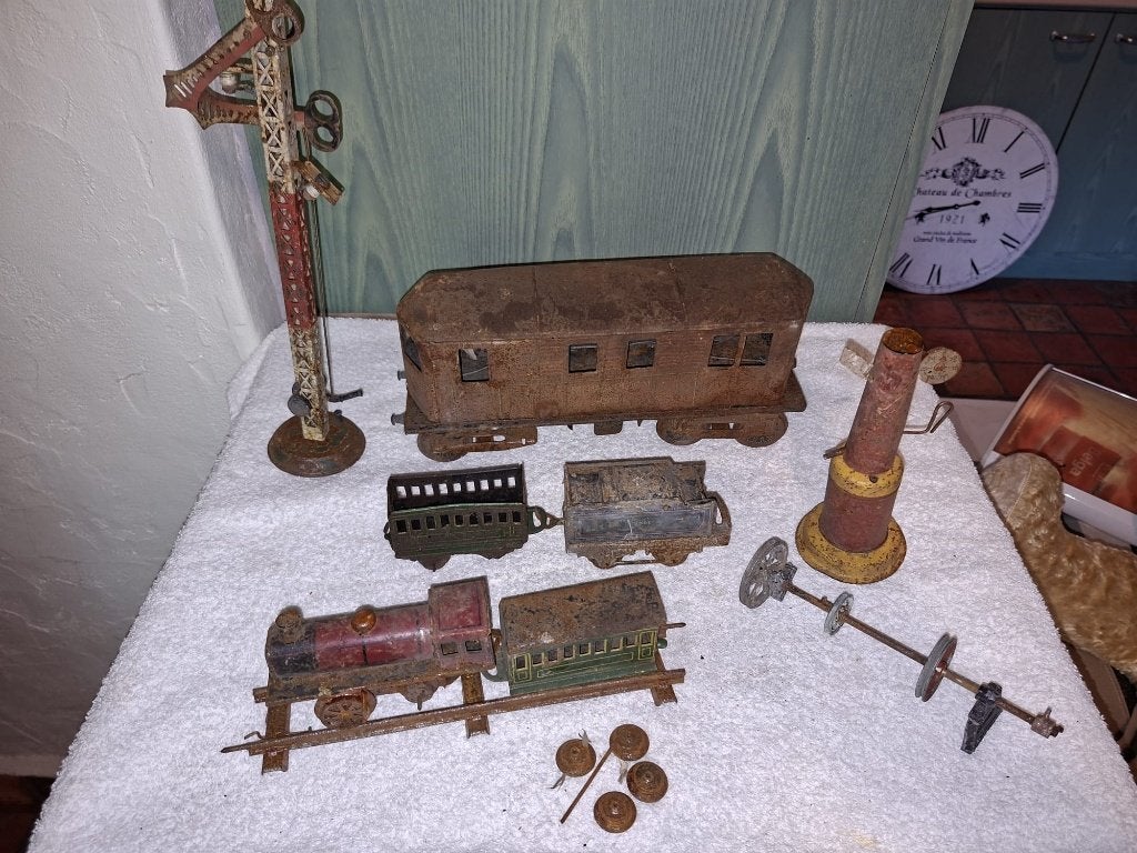 9 stuks speelgoed trein, begin 1900, Antiek en Kunst, Ophalen of Verzenden