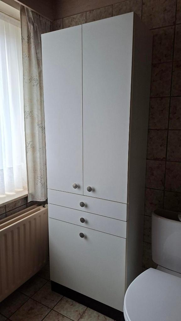 Badkamermeubel wit laminaat (H180xB60xD35), Huis en Inrichting, Badkamer | Badkamermeubels, Ophalen, (Half)hoge kast, Gebruikt