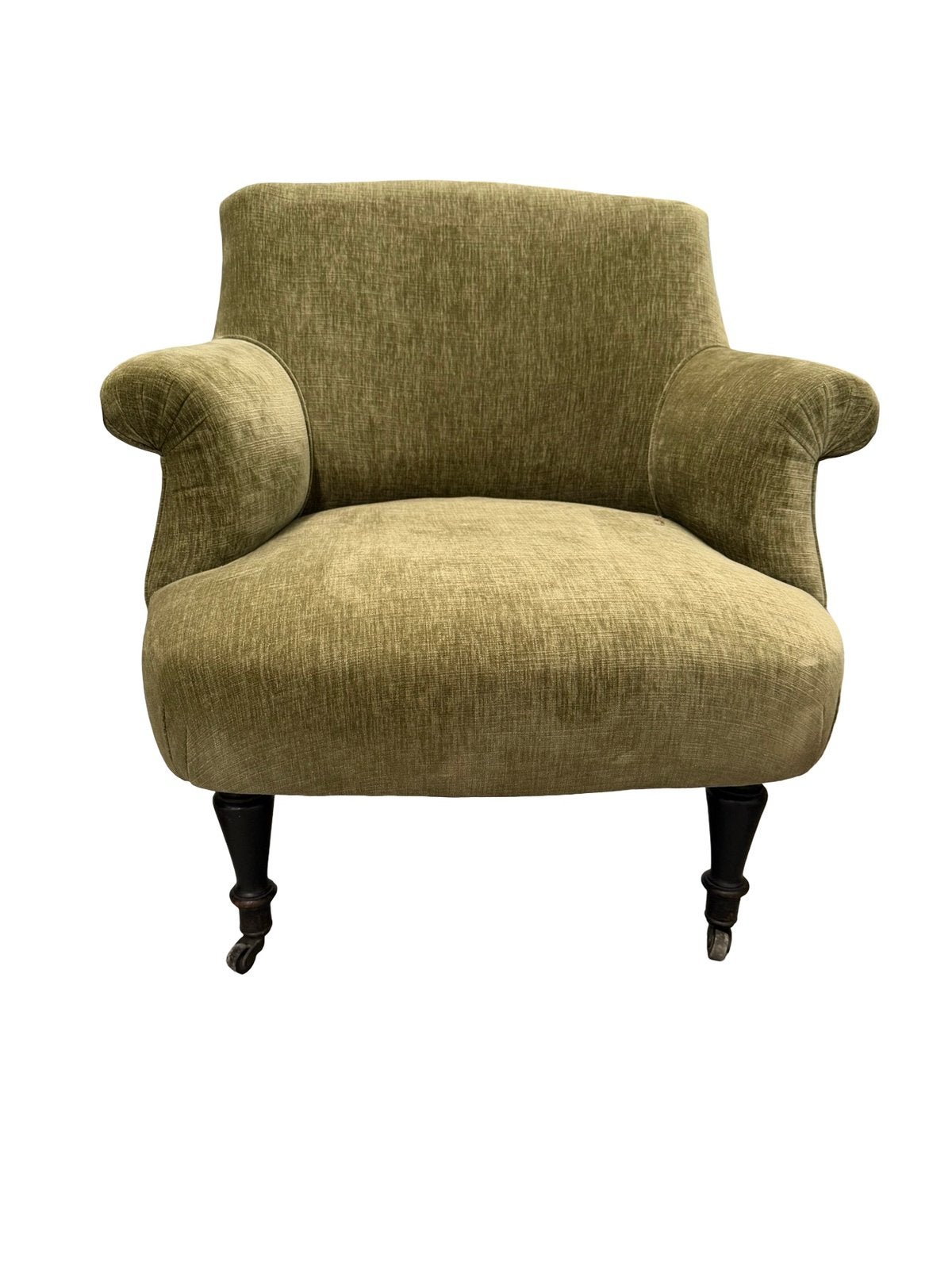 Paire de fauteuils anglais anciens XIXe – Tissu vert, Enlèvement, Utilisé, /, /