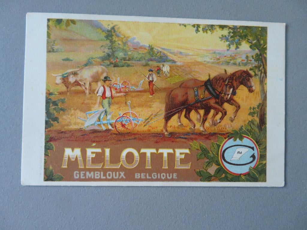 oude zichtkaart landbouwwerktuigen Mélotte Gembloux, Ophalen of Verzenden, Ongelopen, Ambachten of Beroep