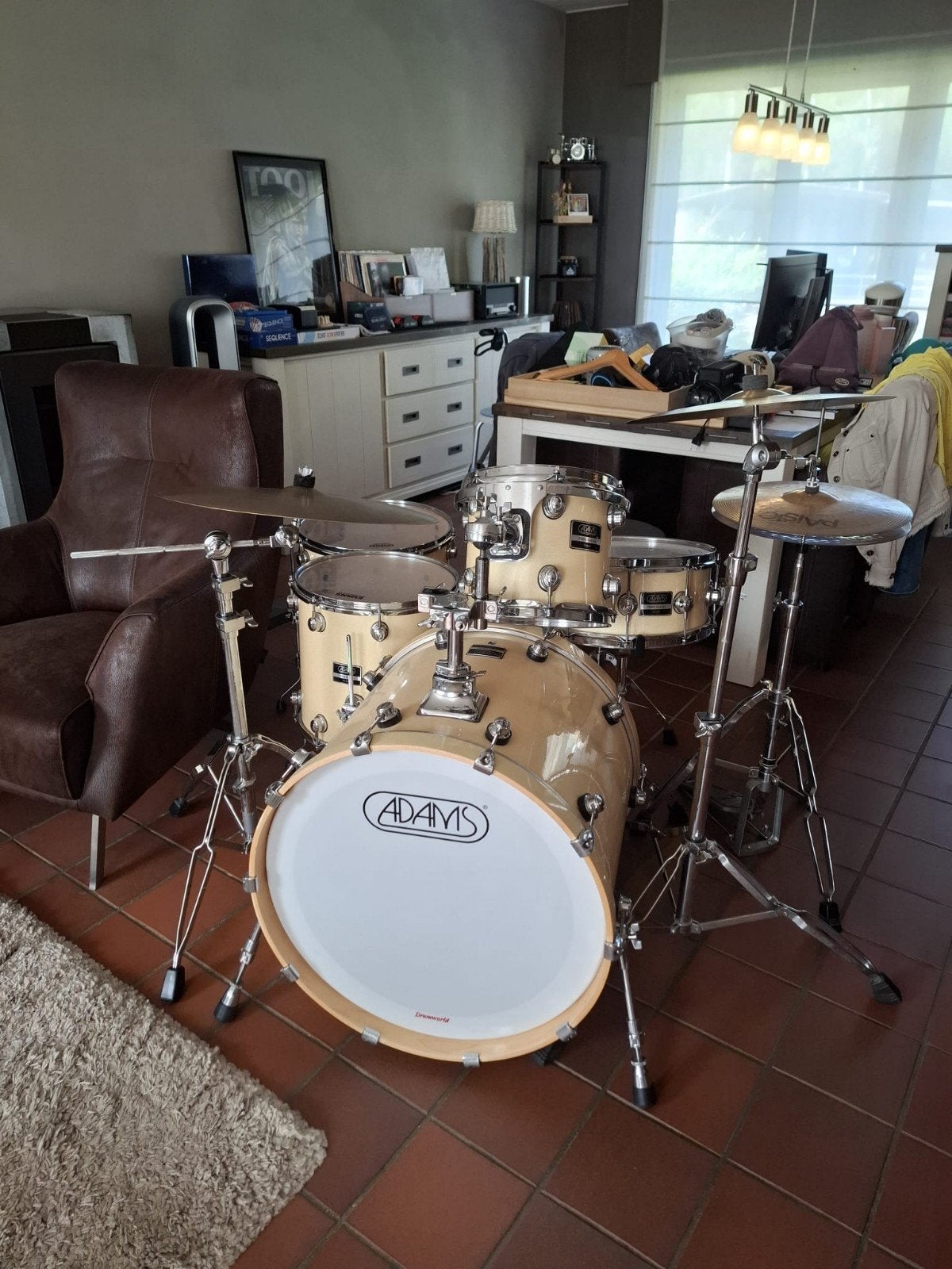 Adams 7000 vital sparkle birch compleet drumstel, Ophalen, Zo goed als nieuw, Drums of Percussie