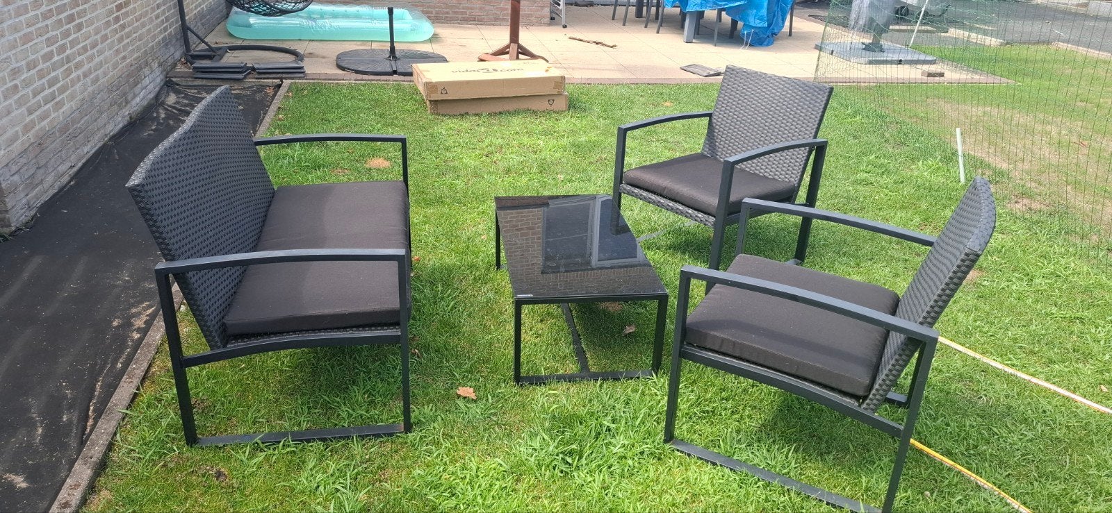 Zwarte loungeset, Tuin en Terras, Ophalen, Stoel, Loungeset