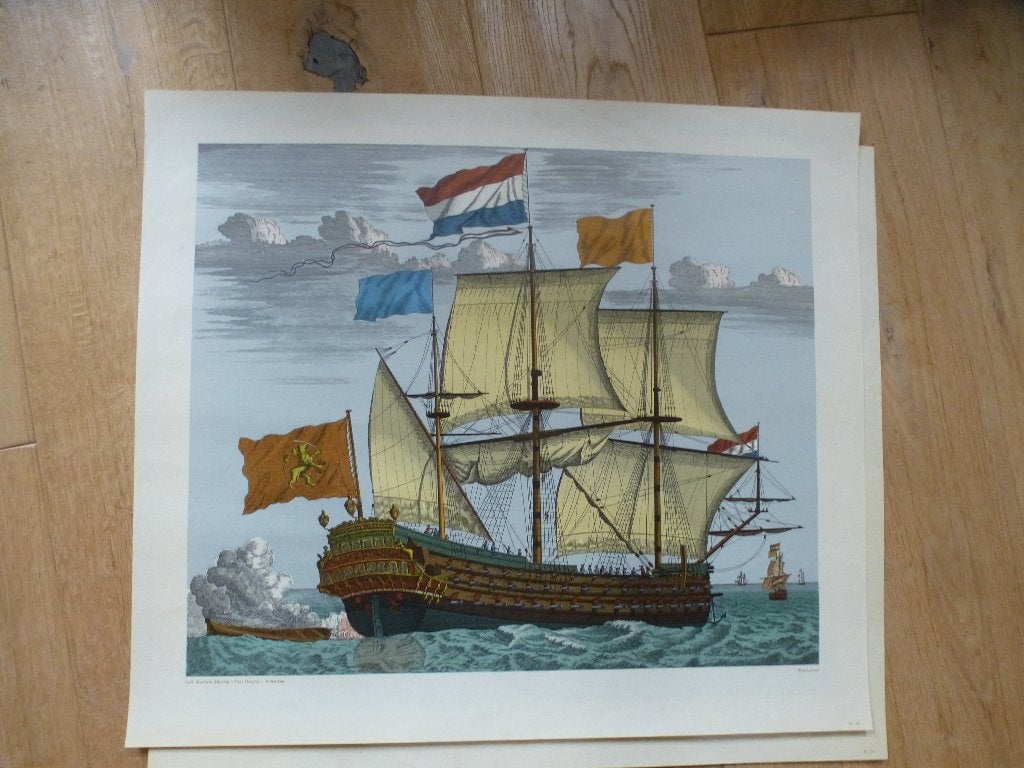 WEISSENBRUCH IMPRIMEUR DU ROI   DRIEMASTER ZEILSCHIP, Antiek en Kunst, Gestempeld, Ophalen of Verzenden, Overige onderwerpen, Lithografie