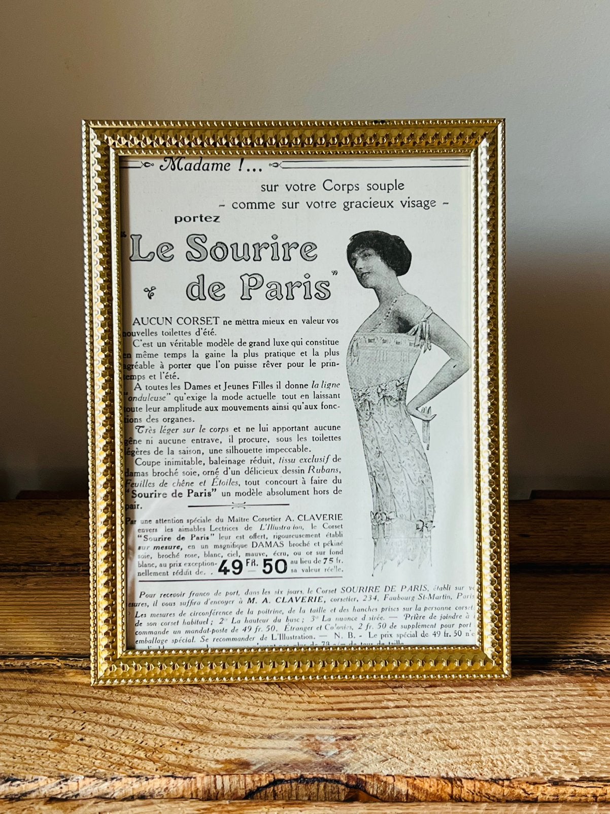 Oude Franse reclame voor korsetten art nouveau boudoir, Ophalen of Verzenden, Gebruikt, Overige typen