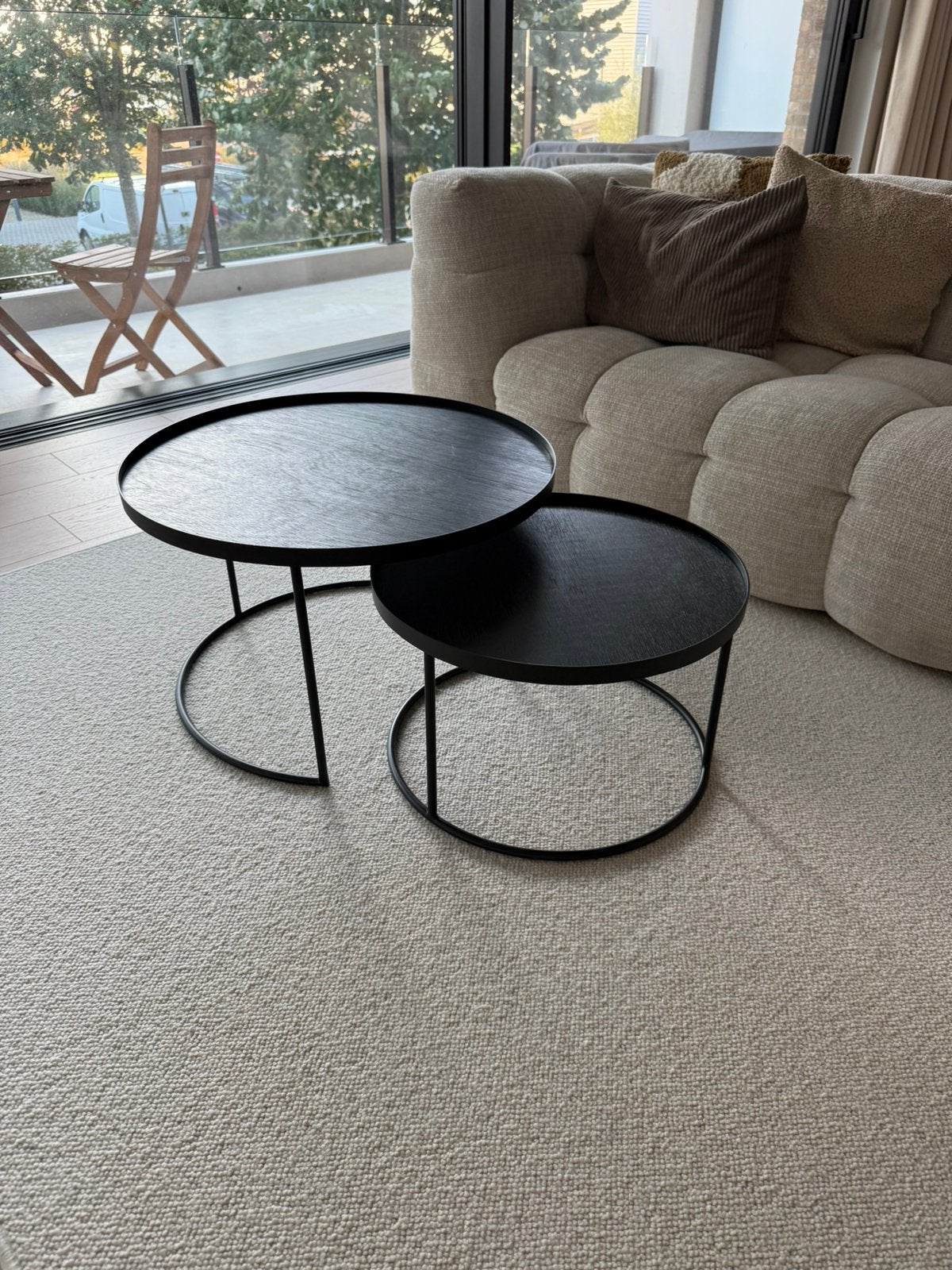Salontafels Etnicraft zwart, Ophalen, Zo goed als nieuw, Rond