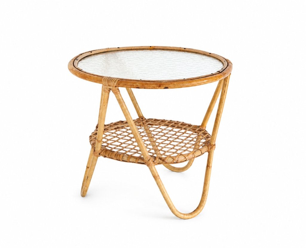 Mid-Century Modern Rattan Coffee Table - Vintage salontafel, Collections, Enlèvement