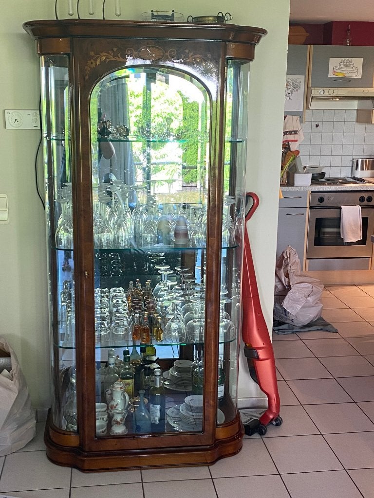 Vitrine marquettée avec vitres biseautée, Maison & Meubles, 25 à 50 cm, Avec porte(s), Comme neuf, 50 à 100 cm