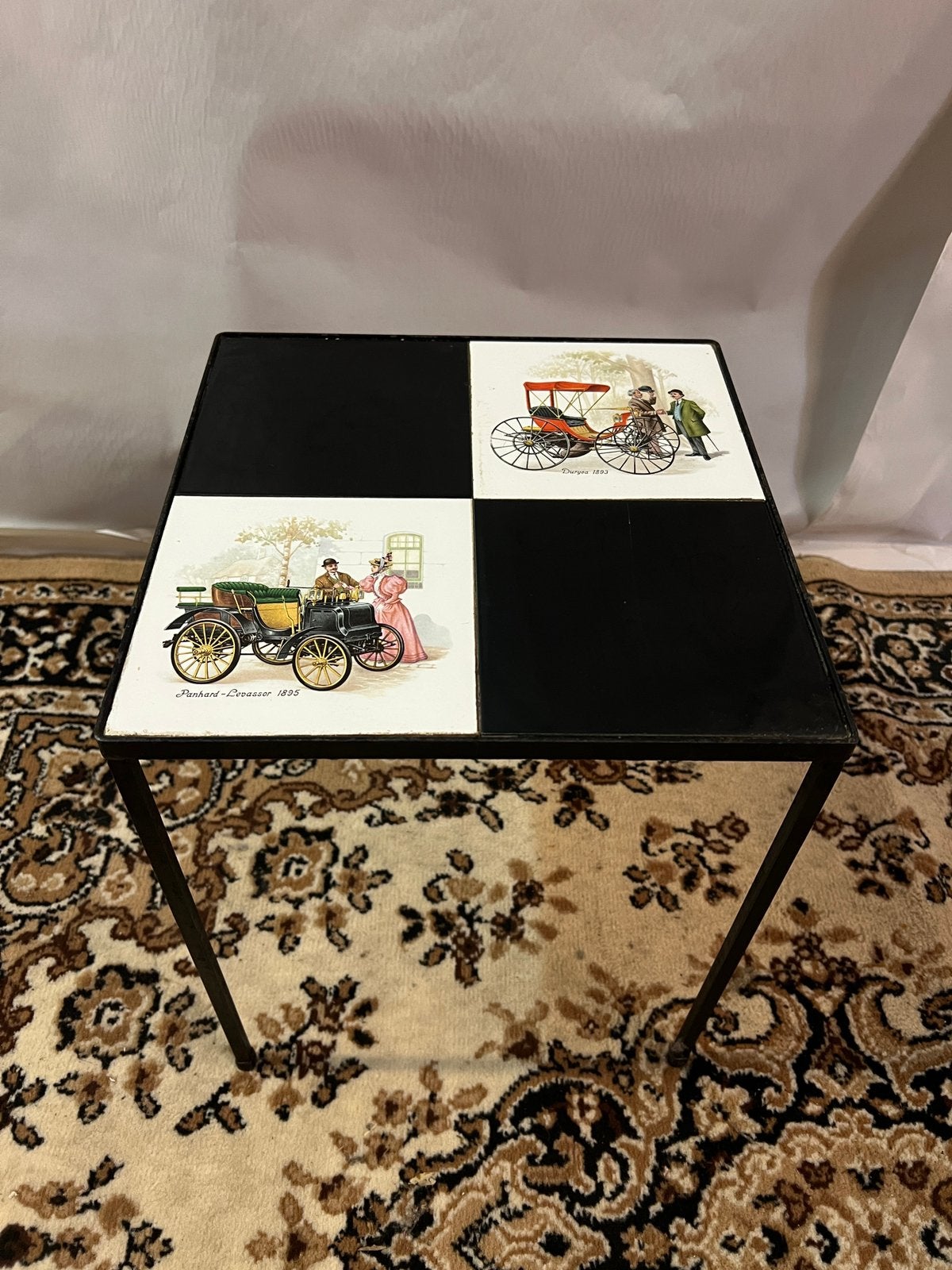 Table d’appoint vintage en métal & céramique, Enlèvement, Utilisé