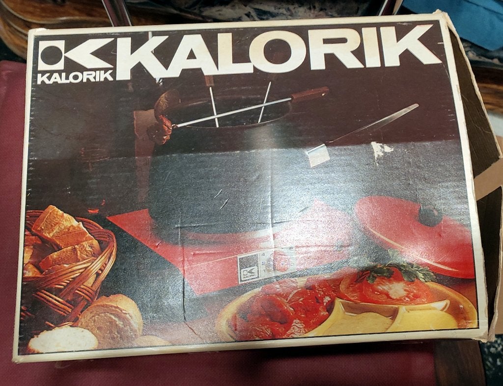 Appareil à fondue électrique orange & noir Kalorik (vintage), Electroménager, Enlèvement ou Envoi, Utilisé, Électrique, Poêle à fondue