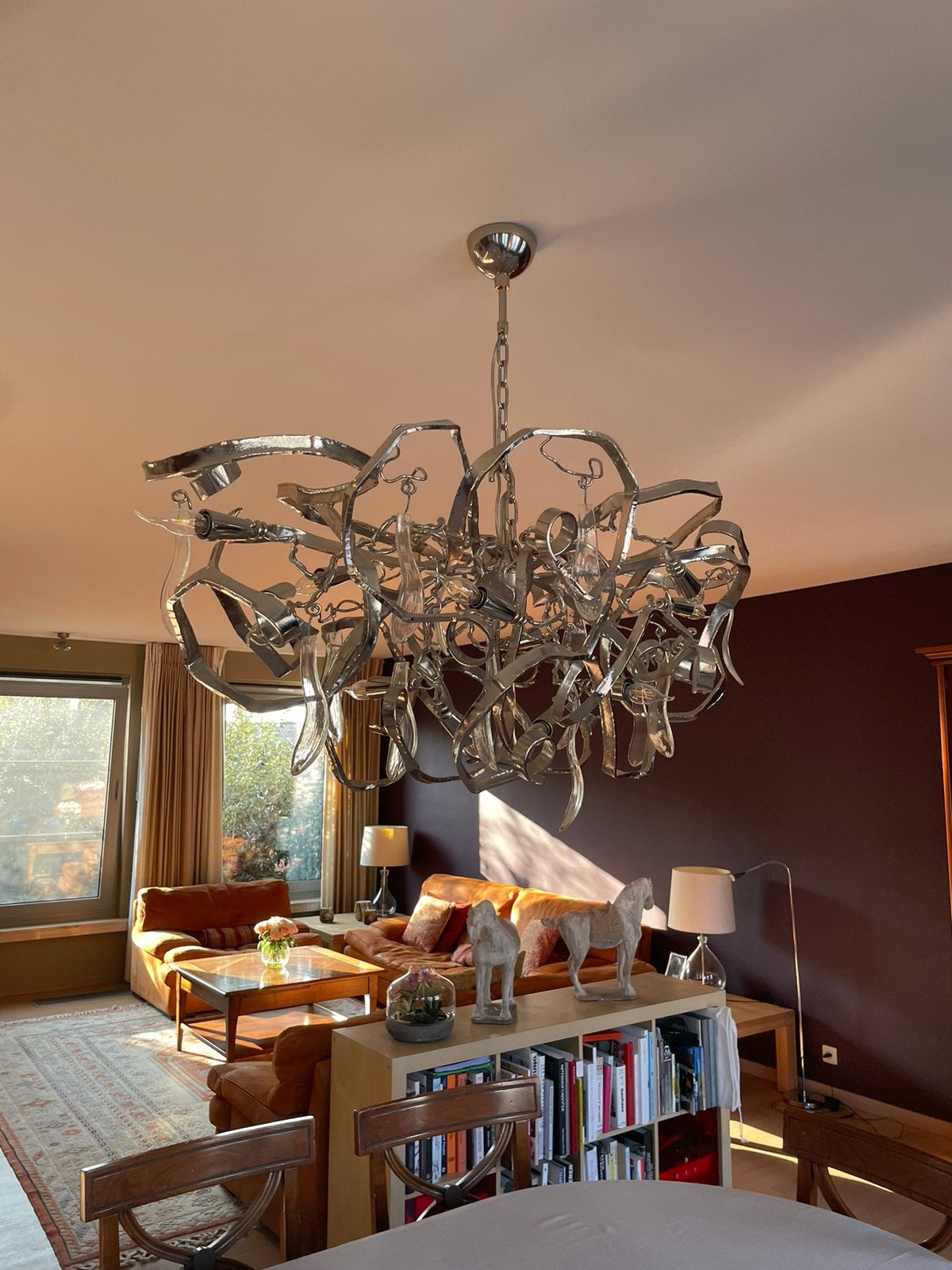Brand van Egmond design luster – inox – perfecte staat, Huis en Inrichting, Lampen | Kroonluchters, Ophalen, Zo goed als nieuw