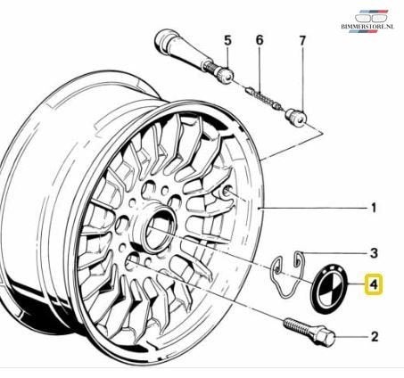 Naafembleem velgen oldtimer BMW 70 mm bollend 36131122132 11, Auto-onderdelen, Carrosserie, -, Nieuw, Ophalen of Verzenden, -