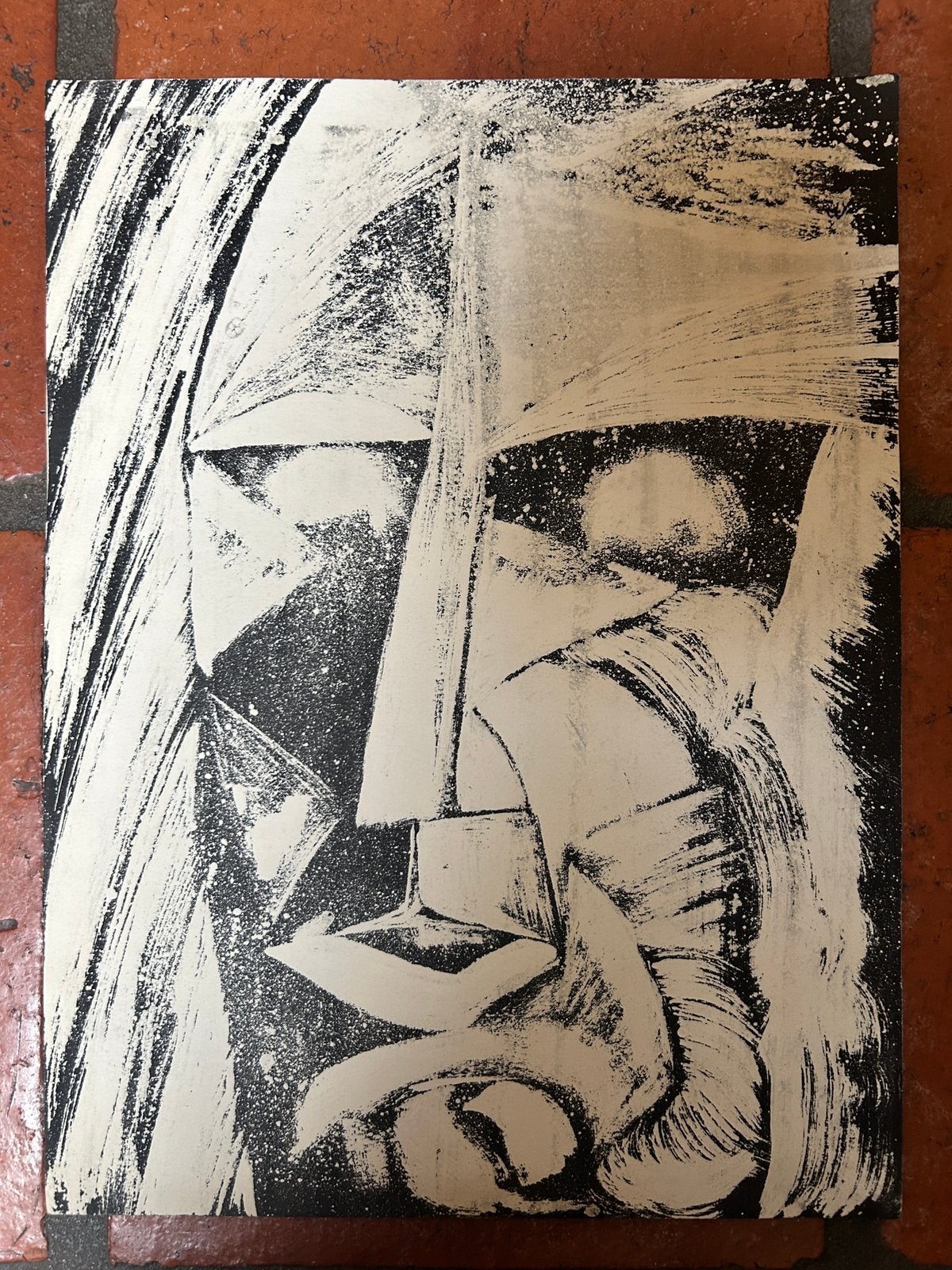 Abstracte zwart-wit grafiek op papier | Modern | Vintage, Antiek en Kunst, Kunst | Litho's en Zeefdrukken, Ophalen of Verzenden