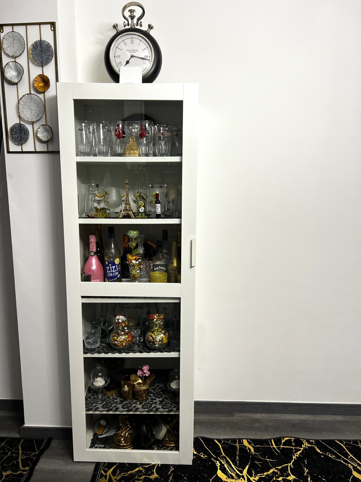 Vitrine blanche avec portes vitrées – parfait état, Maison & Meubles, Enlèvement, Comme neuf