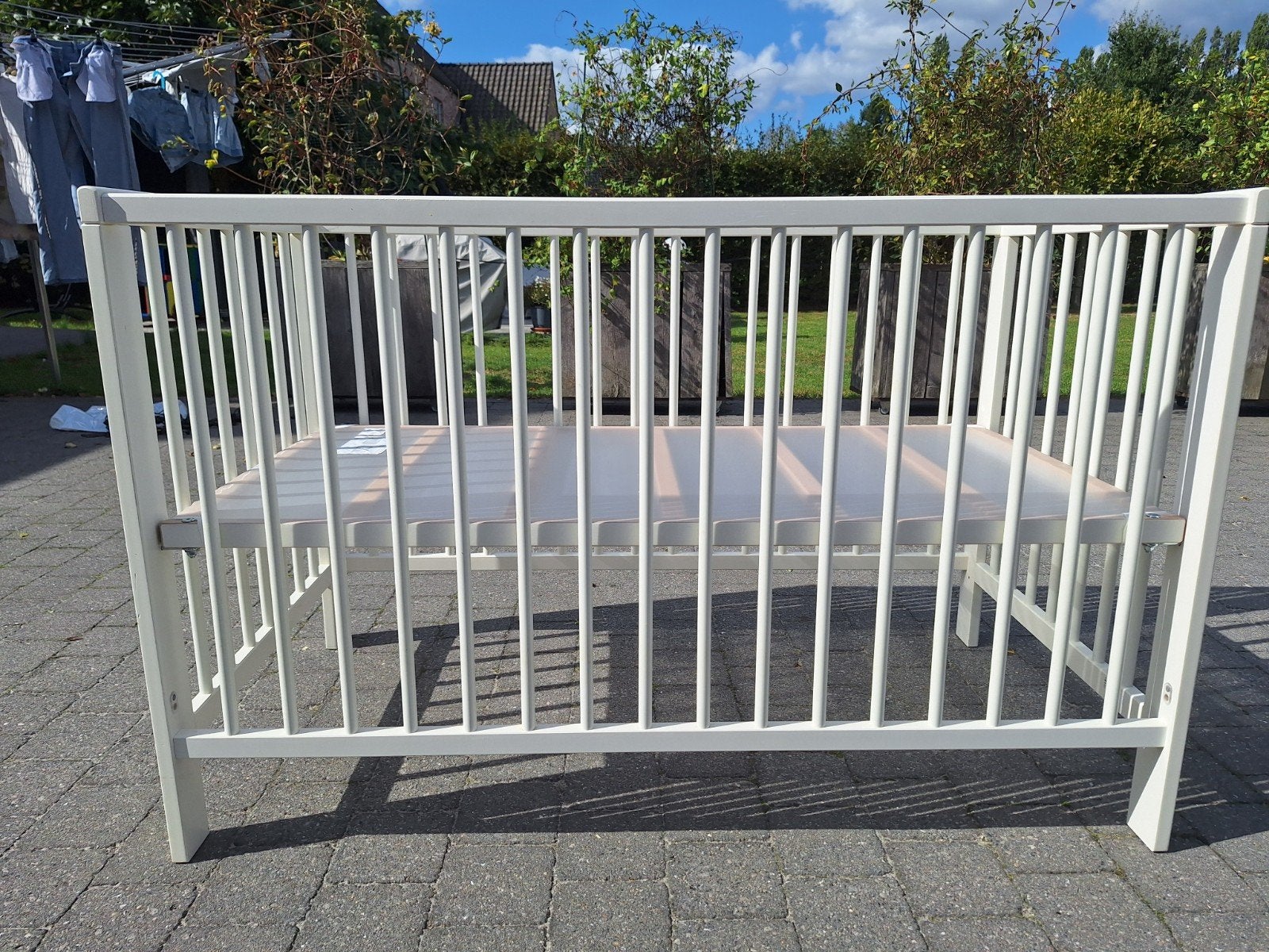 Ikea Gulliver babybed wit 60x120, Ophalen, Gebruikt, Rechthoekig, In hoogte verstelbaar