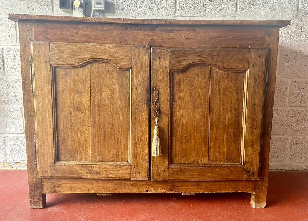 Antiek rustiek houten kastje / dressoir met dubbele deur, Enlèvement, Utilisé, 75 cm ou plus, 100 à 150 cm