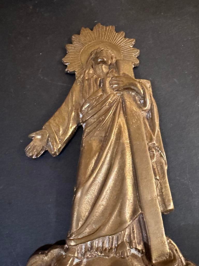 Bronzen wijwatervat Christus, Antiek en Kunst, Ophalen of Verzenden