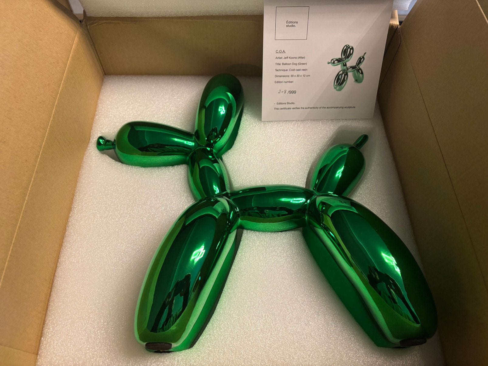 Balloon dog (after) Editions studio jeff koons, Antiquités & Art, Art | Objets design, Sculpture, Bleu, Numéroté, Enlèvement ou Envoi