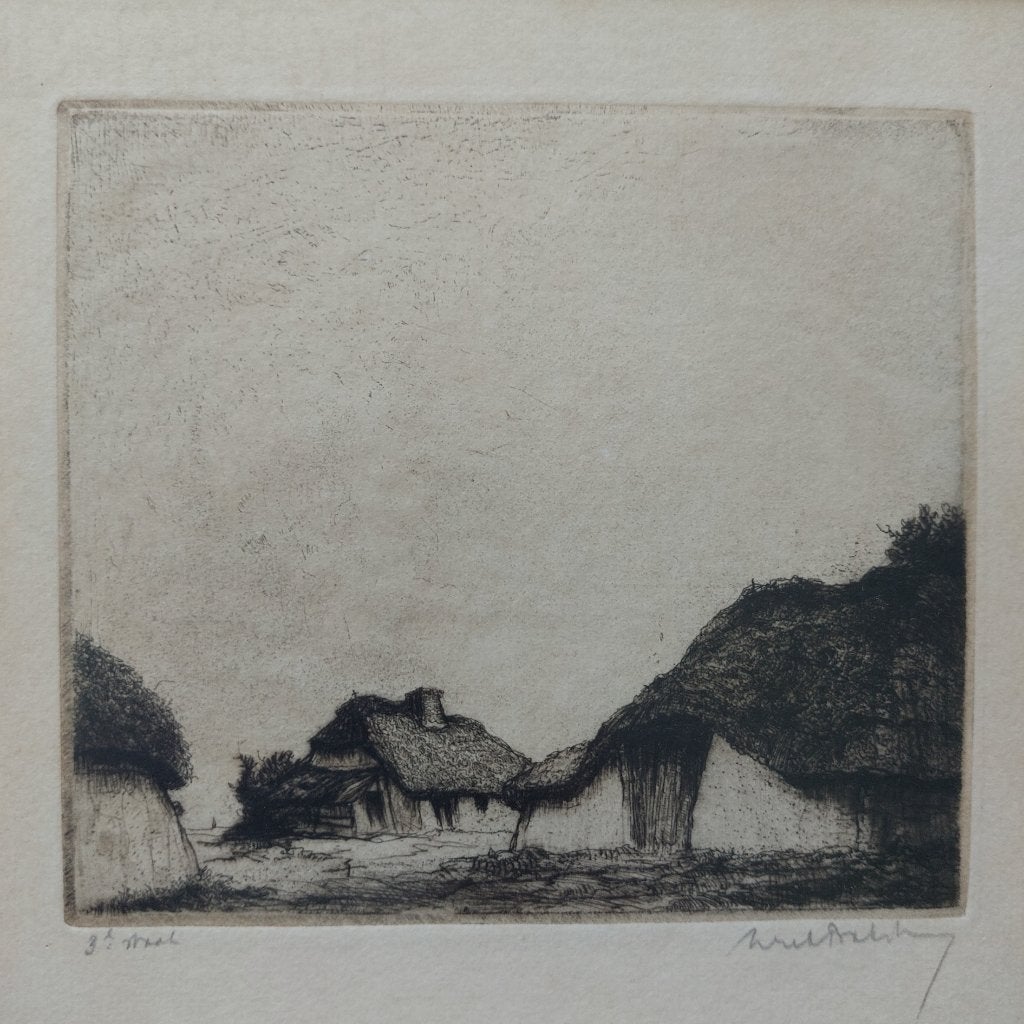 Dirk BAKSTEEN ets van een hoeve te Gooreind Wuustwezel, Enlèvement ou Envoi, Paysage, Eau-forte, Signé