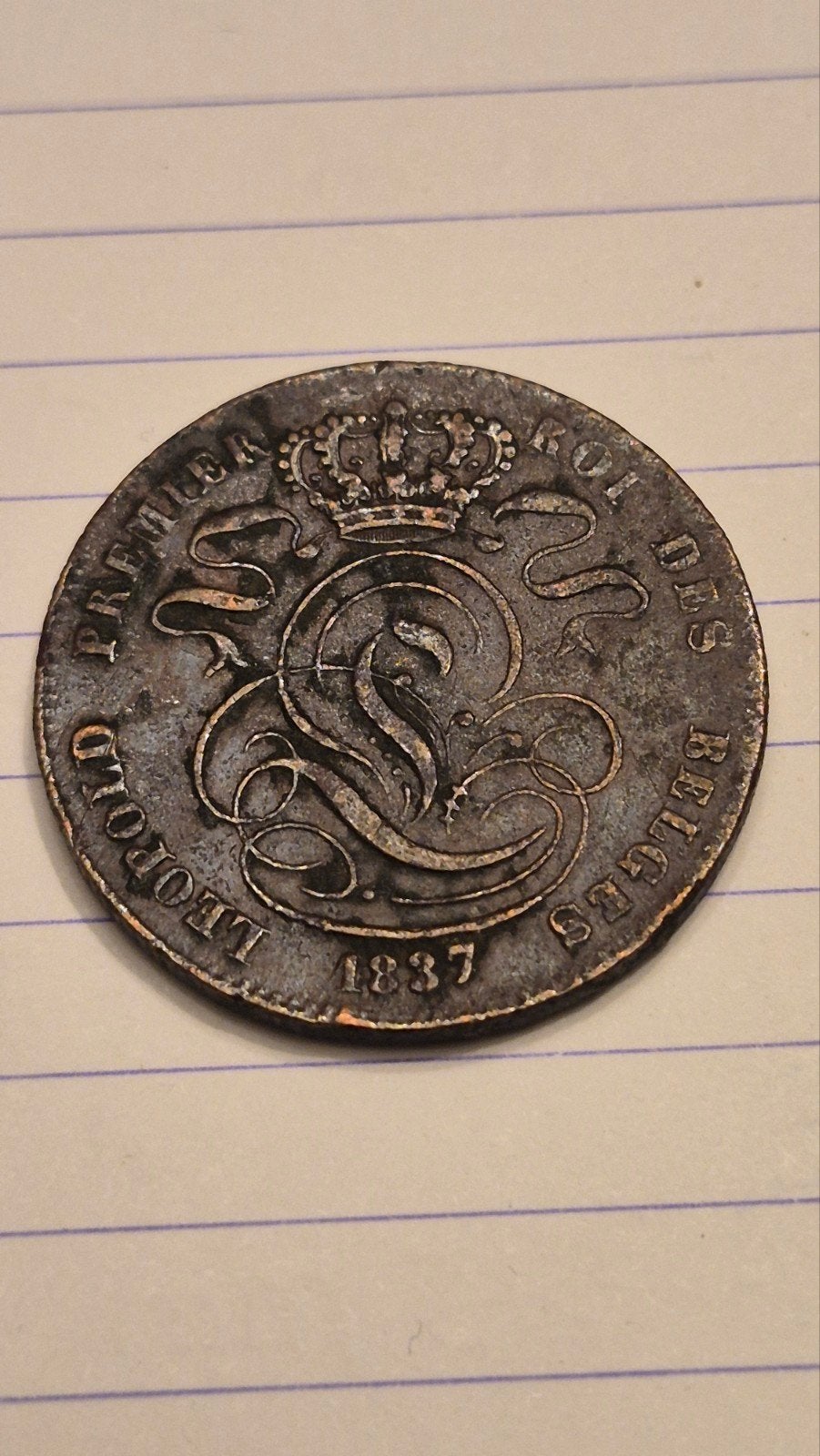 5 centiem 1837  koper leopold 1, Postzegels en Munten, Ophalen of Verzenden, Overig, Losse munt